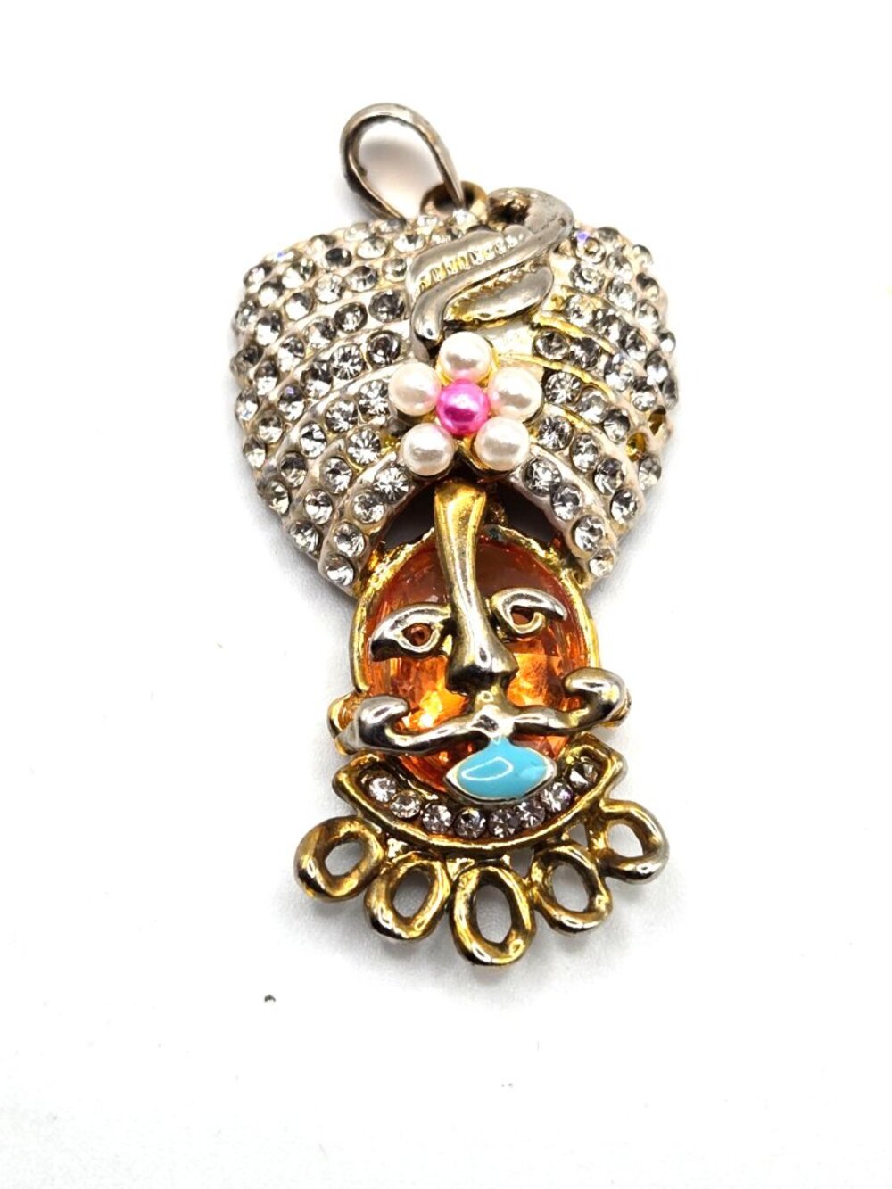 Signed Juicy Couture Genie Head Pendant Rhinestone Enamel Rare Design